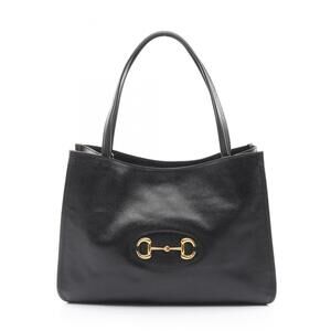 Gucci Horsebit Tote Bag, Leather, Women's, Black, 623694